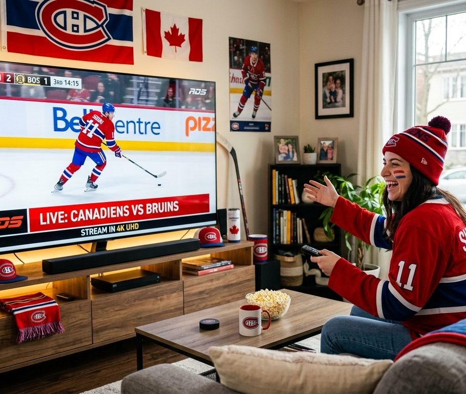 It incorporates key search terms like "Montreal Canadiens," "streaming," "live NHL game," and "IPTV service.